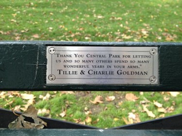 New Yoork City Love Letters, Central Park Benches, Central Park benches Plaque 