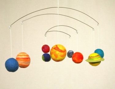 Natural Felted Wool,sqrlbee, Solar System Mobile - Hanging Planets, toddler crib gift