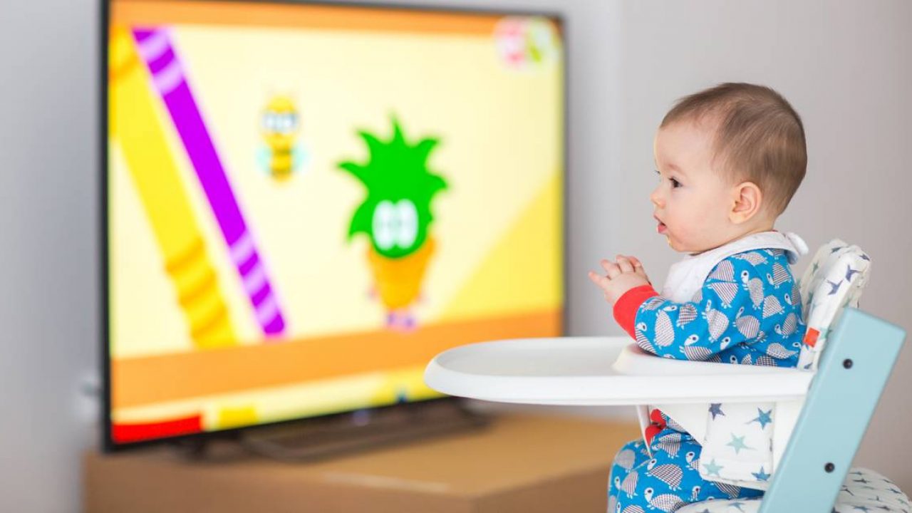 2 month old baby watching cartoons