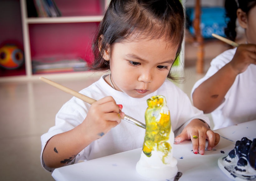 girl, paint, emergent curriculum, teach, clay