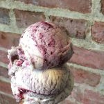 A SOCO blueberry lavender ice cream cone