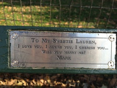Benhes of Central Park, Lover Letters, New York City. Central Park, Love Letters